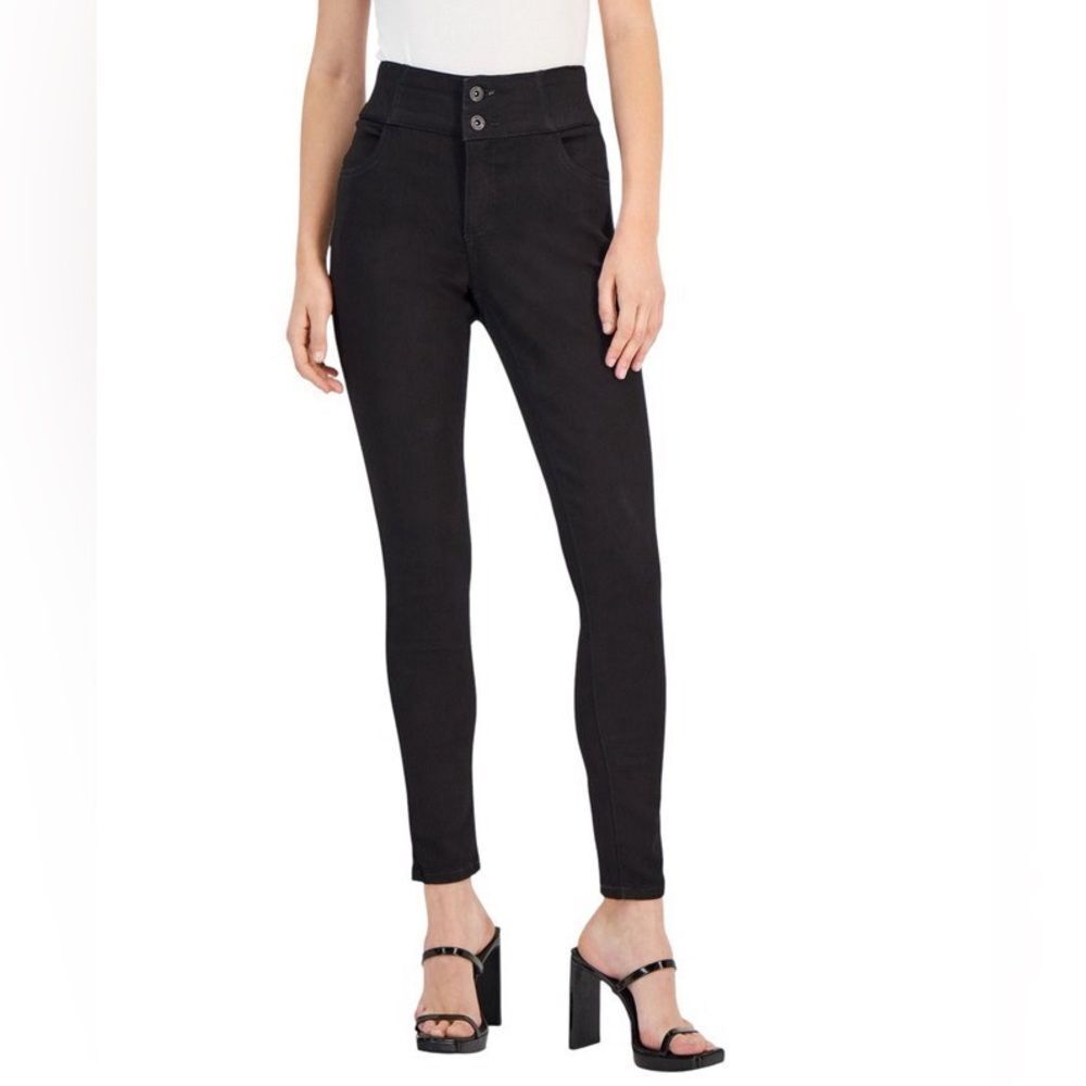 INC International Concepts Black High-Waist Curve Hugging Skinny Jeans (Size: 10